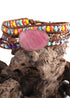 Boho Bracelet, RH 5 Layers Leather Wrap Bracelet, Mixed Natural Stones & Crystal Stone Blue